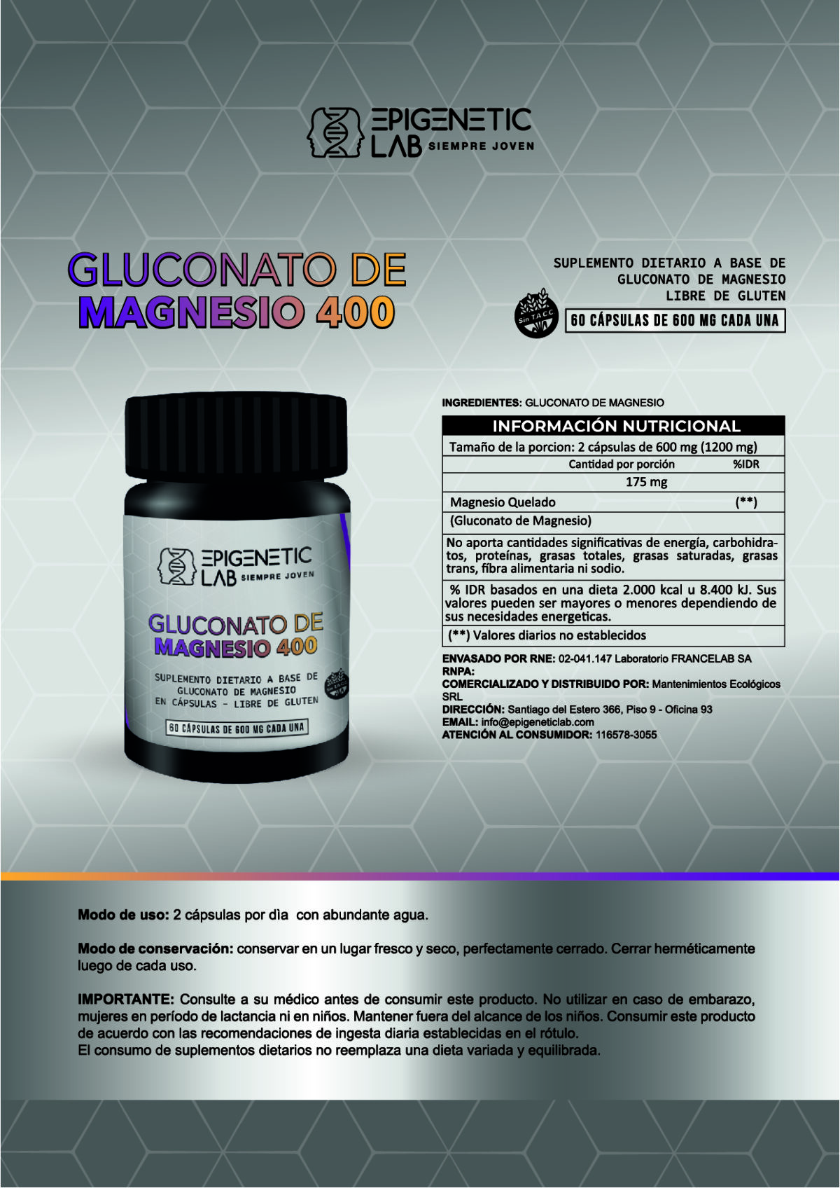 GLUCONATO DE MAGNESIO 400 + GLUCONATO DE POTASIO 600 MG X 60 CAPSULAS SIN TACC + REGALO - Image 9