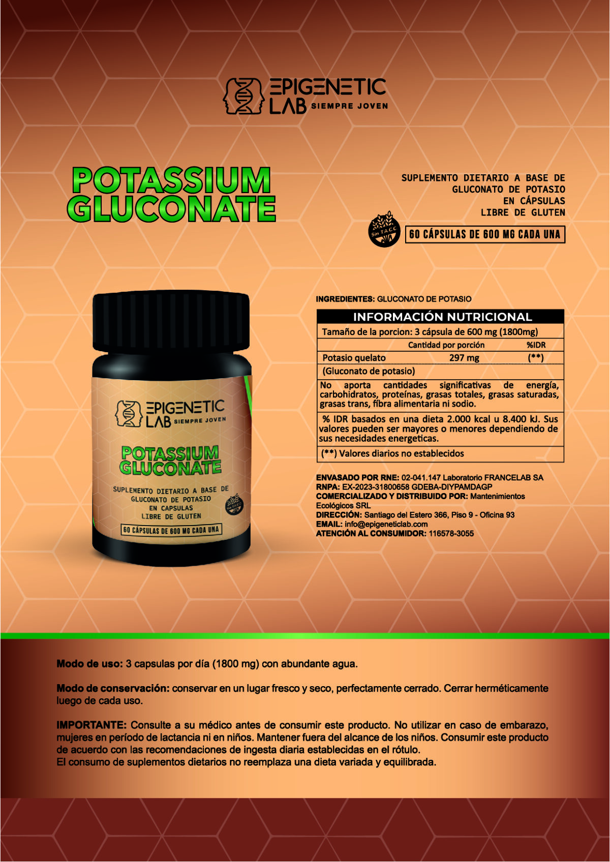 GLUCONATO DE MAGNESIO 400 + GLUCONATO DE POTASIO 600 MG X 60 CAPSULAS SIN TACC + REGALO - Image 7